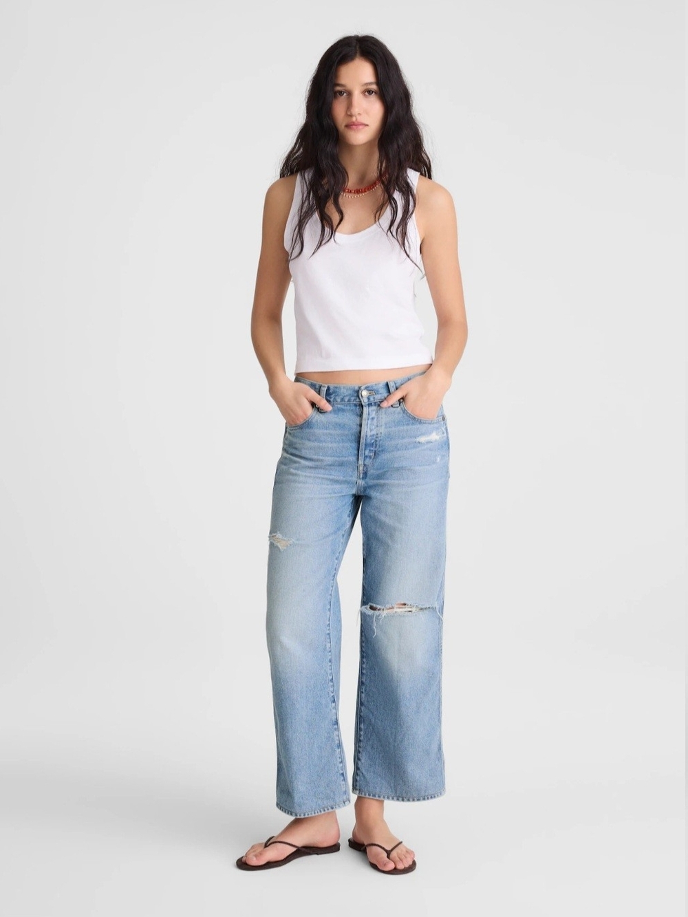 Low Slung Baggy Crop Jeans